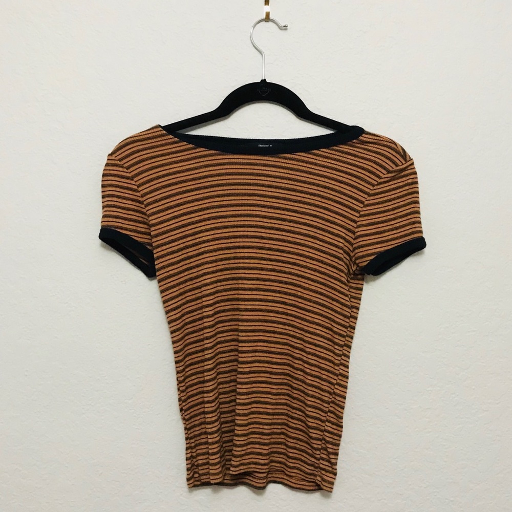 Black and orange striped tee